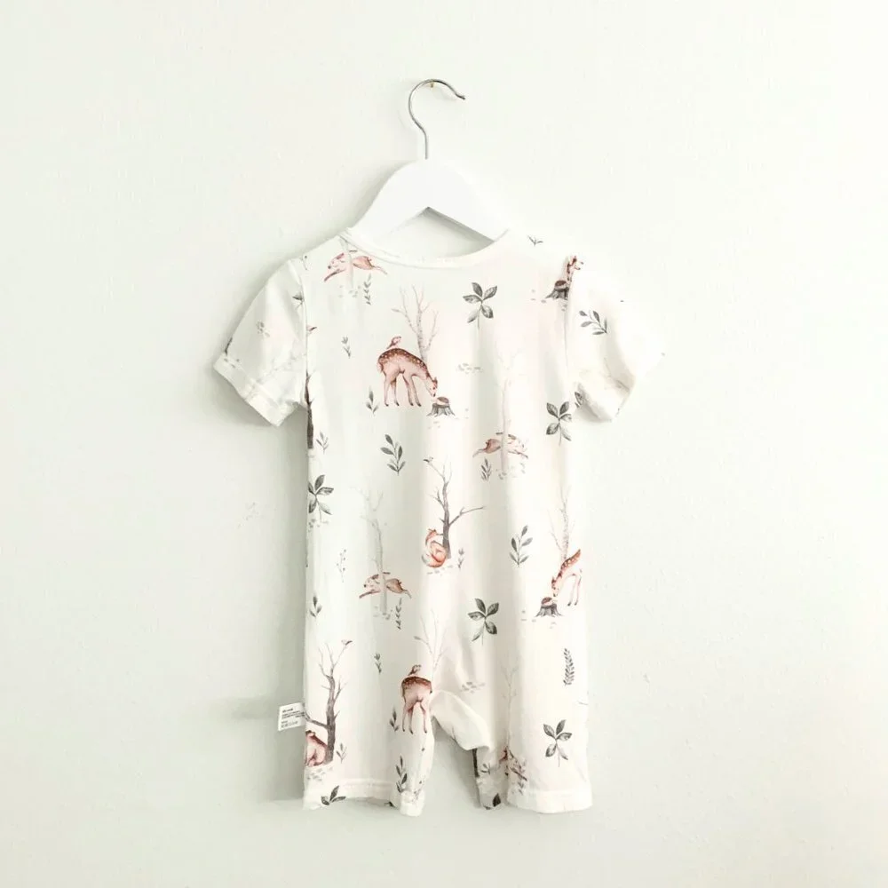 NWT Adorable Short Sleeve Baby Deer Romper Shorts Sleep N' Play One-Piece 3-6M
